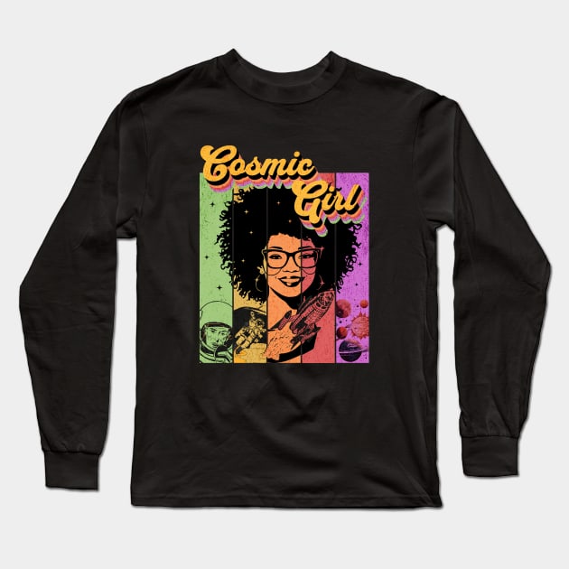 Cosmic Girl Retro Comic Book Cover Fantasy Long Sleeve T-Shirt by antarte